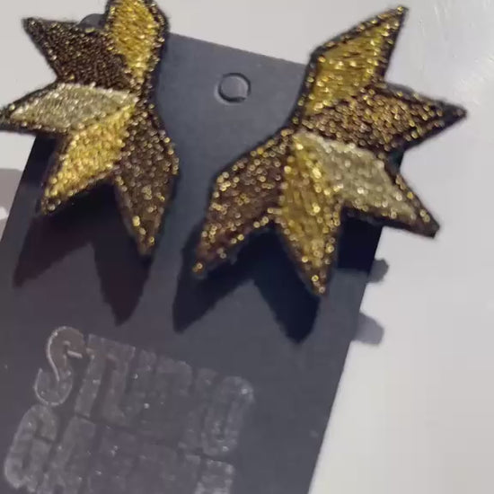 Boucles d'oreilles brodées ASTRA, coloris Doré & bronze (vidéo)